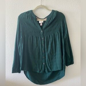 Knox Rose V-neck Ribbed Long Sleeve Detail Blouse